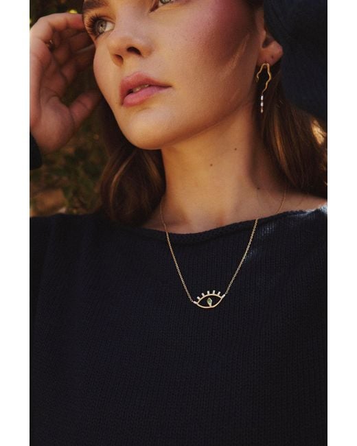 Jewelbird Metallic Emerald & Diamond Snake Eye Necklace