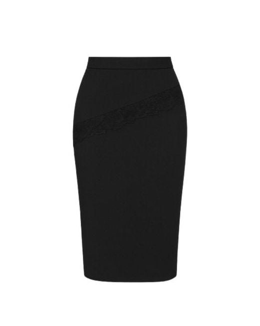 Conquista Black Pencil Skirt With Burn Out Detail