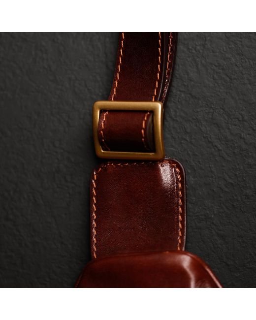 Time Resistance Brown Leather Sling Bag for men