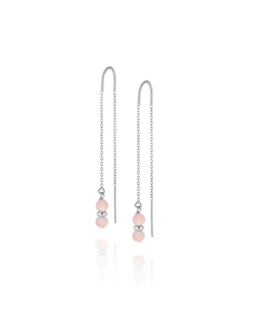 Nellou Jewellery Women's White Opal Birthstone Drop Earrings – October