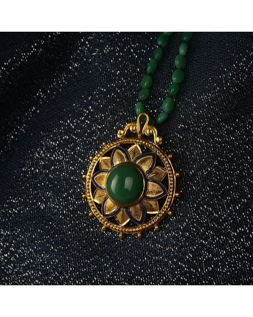 Emma Chapman Jewels Metallic Bali Chrysoprase Statement Pendant