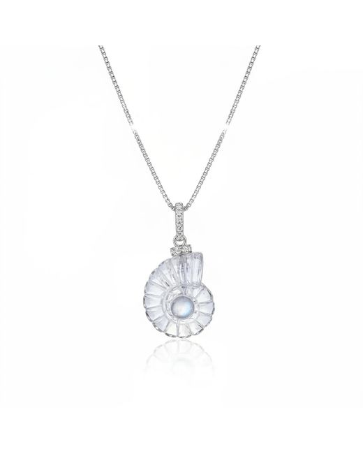 Ormiro Metallic Seadream Crystal & Moonstone Conch Shell Pendant