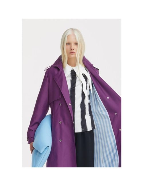 Julia Allert Purple Belted Classic Longline Trench Coat