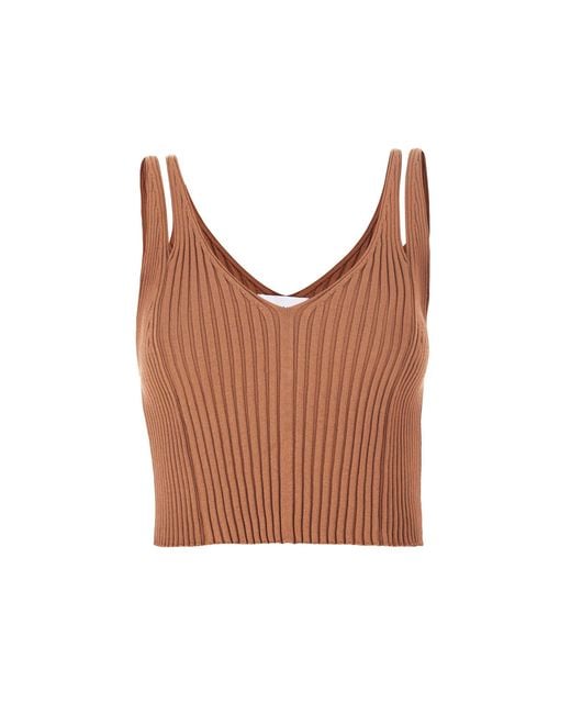 SALANIDA Brown Donna Ribbed Crop Top Caramel