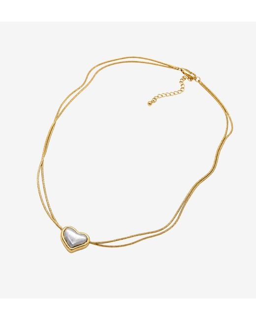 Uchi and Soto Metallic Kokoro Mixed Metal Heart Necklace