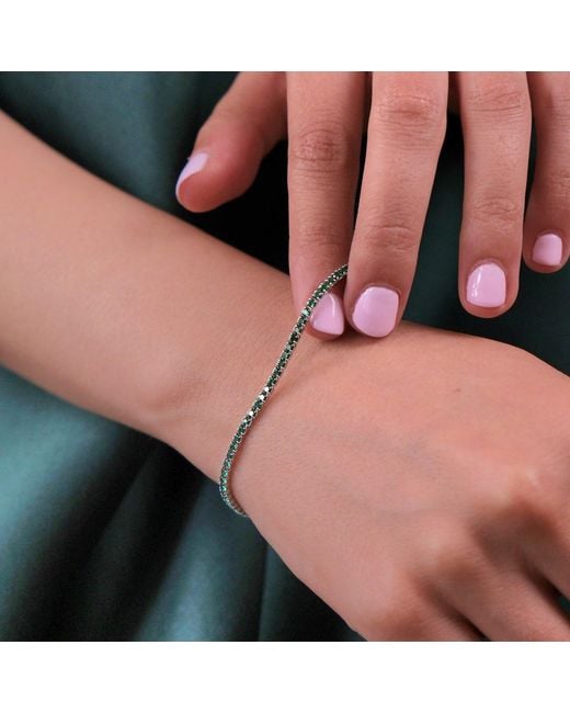 Harfi Metallic Emerald Gemstone Sterling Tennis Bracelet