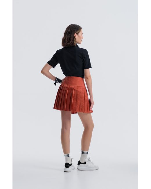 Baltér Orange Sifnos Terre Cotta Pleated Skirt