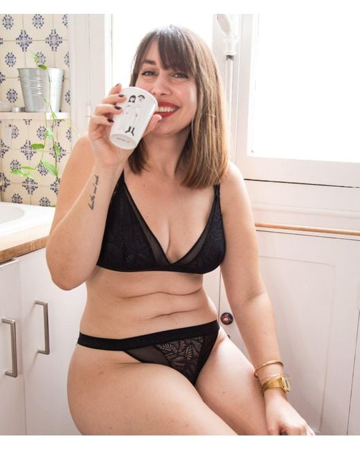Bott Lingerie Black Wireless Lace Triangle Bralette La Teuf