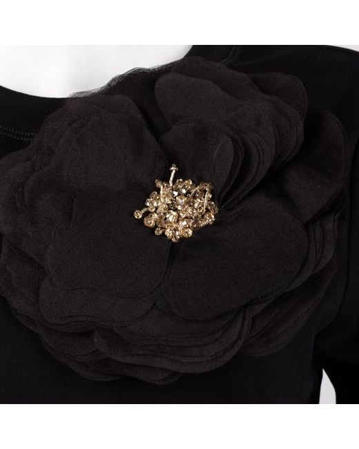 House of Laines London Black Laines Couture Embellished Organza Corsage Brooch T-Shirt