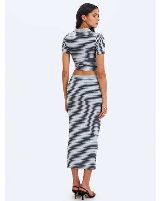 Miss Circle New York Blue Westley & Lyocell Jersey Striped Polo Top