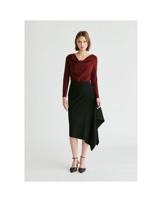 Paisie Black Draped Knitted Skirt
