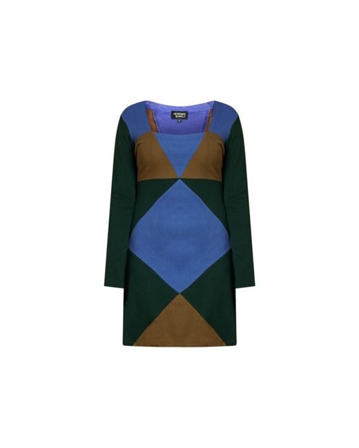 Known Supply Blue Colorblock Lightweight Sweater Dress