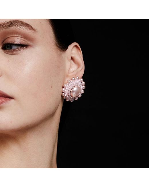 PINAR OZEVLAT Pink Blush Pearl Studs