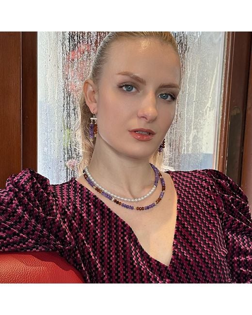 Farra Multicolor Amethyst And Garnet Tassel Earrings