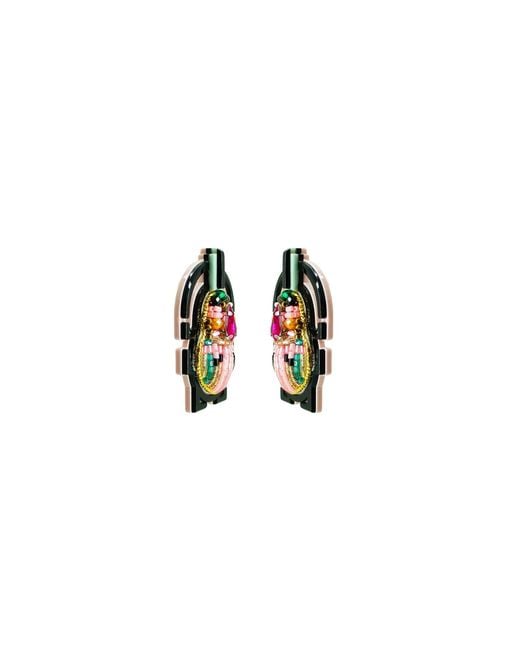 Gissa Bicalho Black Handmade Acrylic Earring Scarab Embroidered Candy