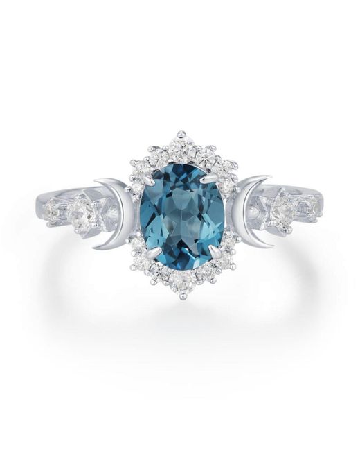 Azura Jewelry New York Blue Galactic Oval Cut London Topaz Ring Vermeil