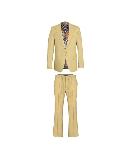 DAVID WEJ Metallic Neutrals Hugo Linen Single Breasted Suit for men