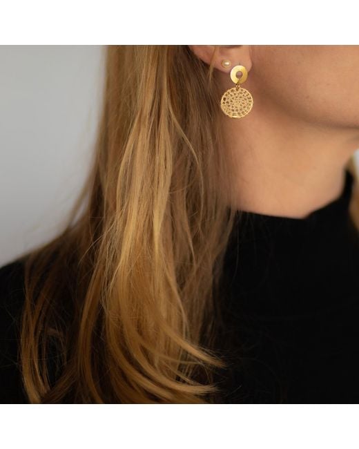 Nart Nature Making Art Metallic The Small Dreamcatcher Buriti Natural Fiber Earrings