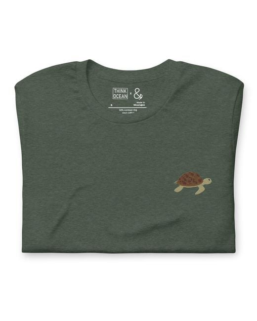 Anchor and Crew Green Forest Think Ocean Turtle Aspirations Cotton Embroidered T-Shirt