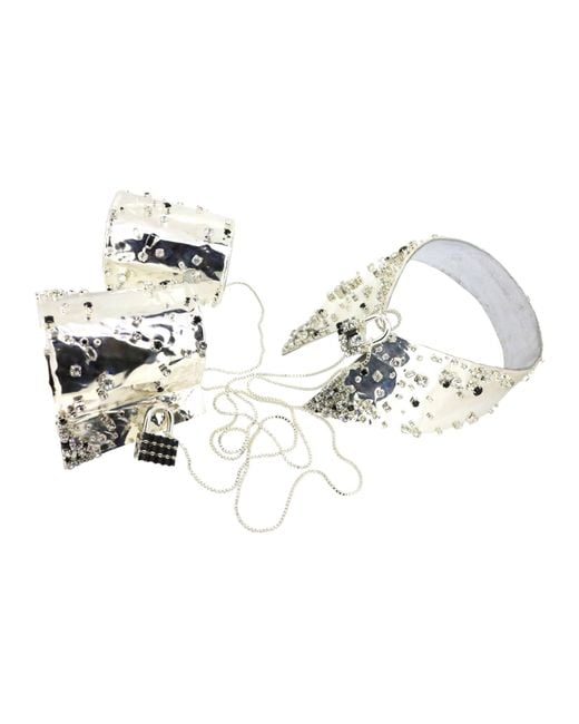 Vicki Sarge Black Dominatrix Collar & Cuff Set
