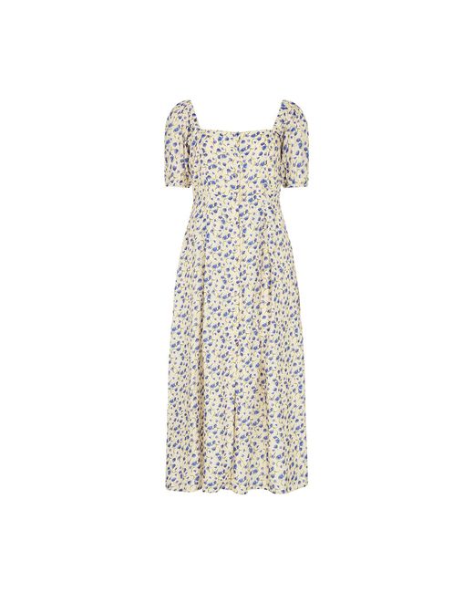 Lily and Lionel Natural Neutrals April Button Front Floral Print Midi Dress