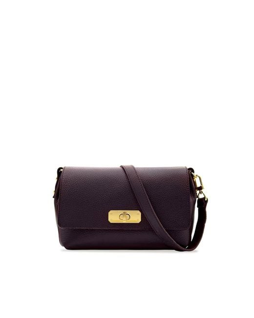 Apatchy London Purple The Maisie Midi Port Leather Bag