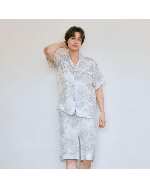 Luna Luz White French Toile Bamboo Rayon Pyjama Set –