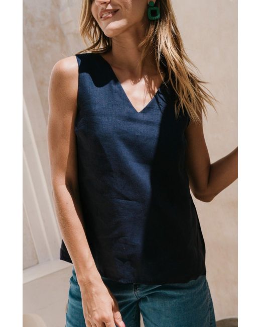 Adrift Clothing Blue Ember Linen Cami