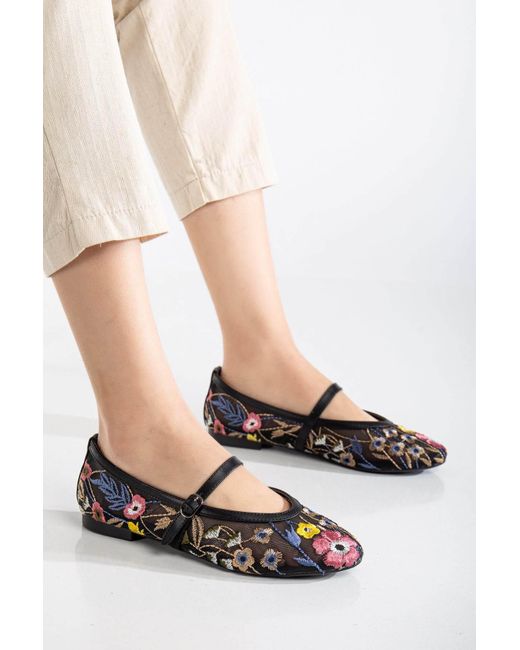 Prologue Shoes Blue Fauna Mesh Mary Jane Flats