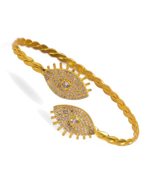 Ebru Jewelry Metallic Guardian'S Gaze Diamond & Cuff Bracelet
