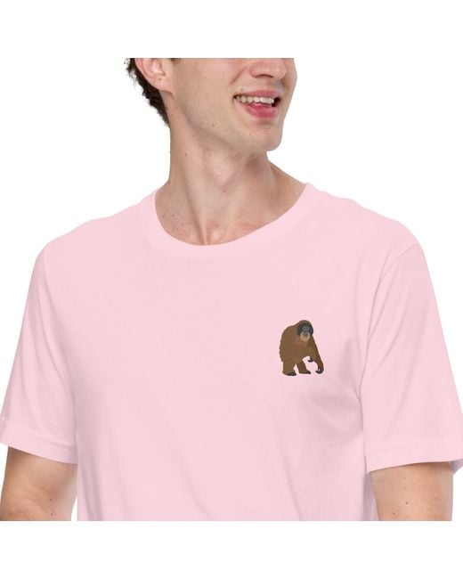 Anchor and Crew Pink Cotton Think Ocean Orangutan Aspirations Cotton Embroidered T-Shirt for men