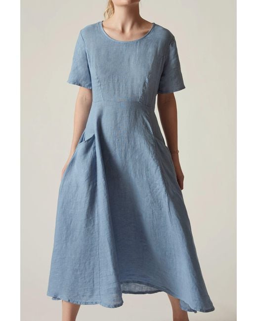 James Lakeland Blue Denim Linen Midi Dress