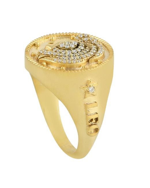 Artisan Metallic Leo Zodiac Diamond Signet Ring