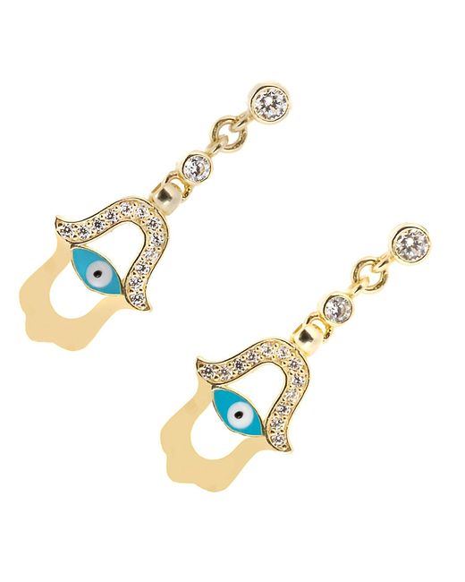 Ebru Jewelry Metallic Enamel Evil Eye Plated Hamsa Earrings