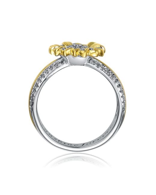 Genevive Jewelry Metallic Plated & 14K Plated Cubic Zirconia Nature Inspired Ring