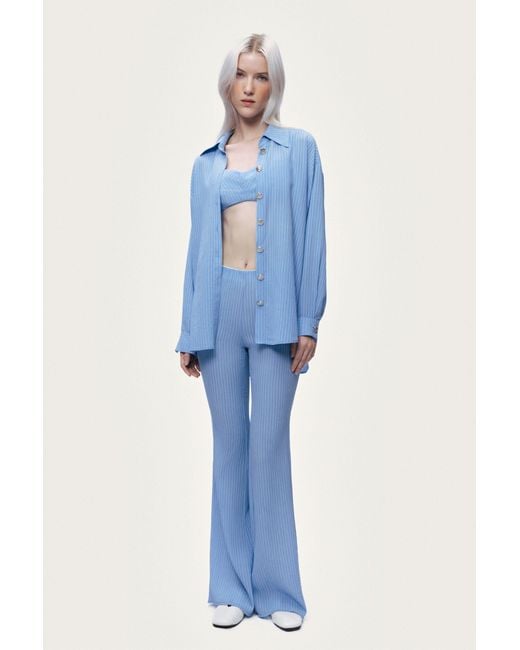 Nocturne Blue Bustier-Detail Shirt