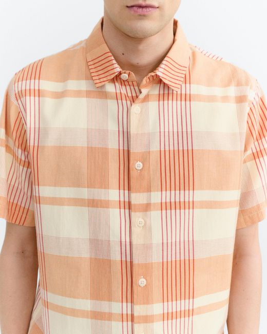 Thinking Mu Orange Plaid Shirt Tom for men