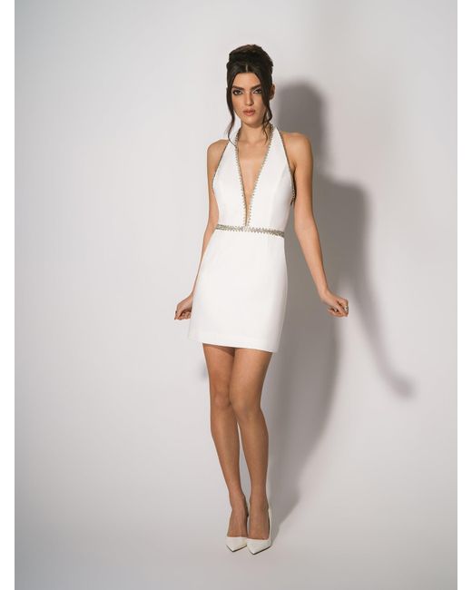 Tia Dorraine White Tender Love Crystal-Embellished Mini Dress