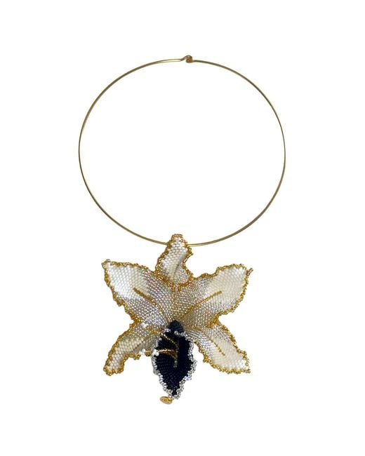Iliana Arrazola Metallic Orchid Choker, And, Glass Beads, Beaded Jewelry