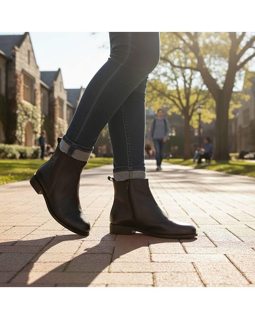Beautiisoles by Robyn Shreiber Made in Italy Black Renata Leather Chelsea Flat Ankle Bootie