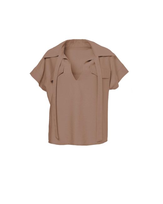 BLUZAT Brown Camel Shirt With Pockets