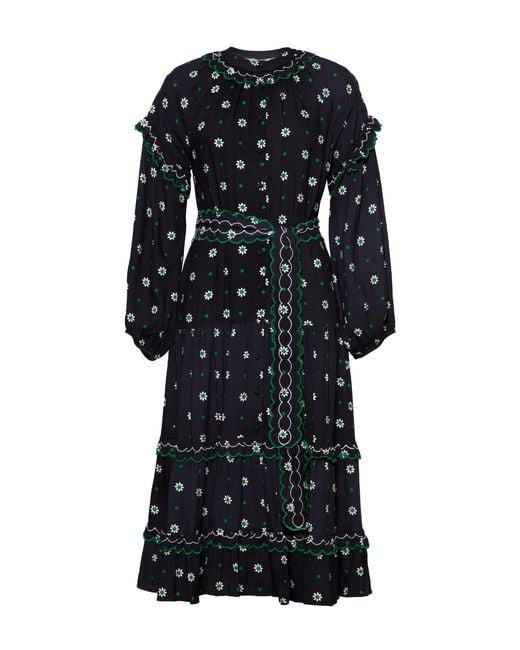 Rose & Nancy Black Joyce Daisy Polka Dot Midi Shirt Dress