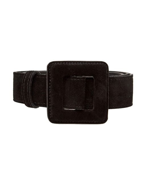BeltBe Black Suede Mini Square Buckle Belt