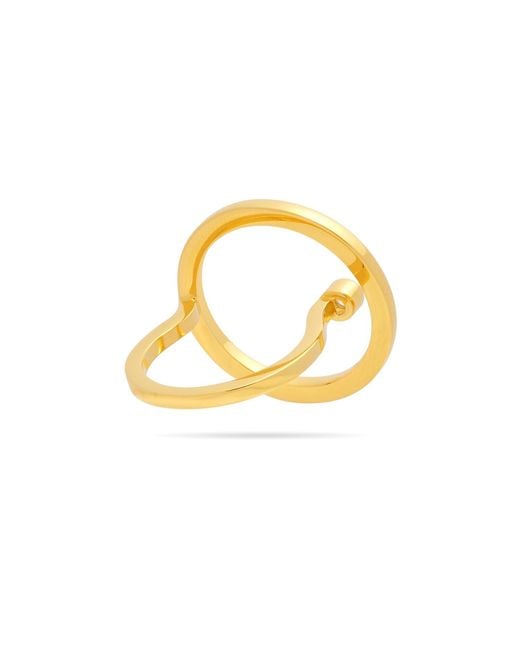 Meulien Metallic Large Open Circle Ring With Floating Cz Stud