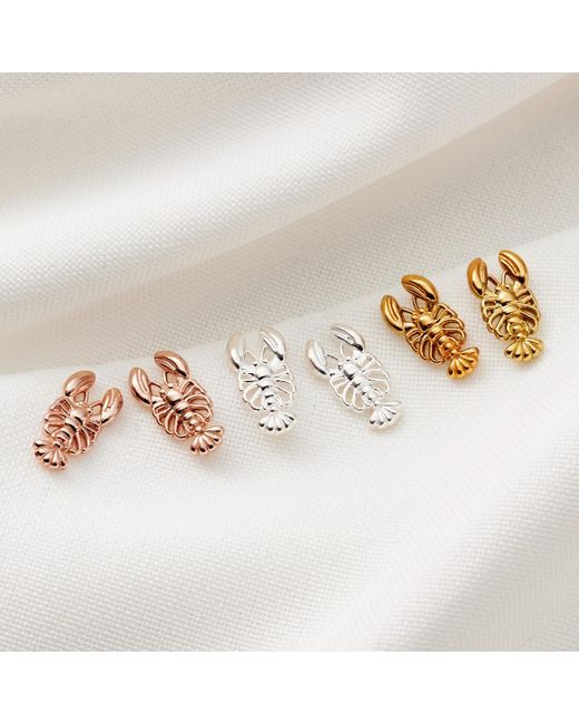 Posh Totty Designs Metallic Sterling Silver Lobster Stud Earrings
