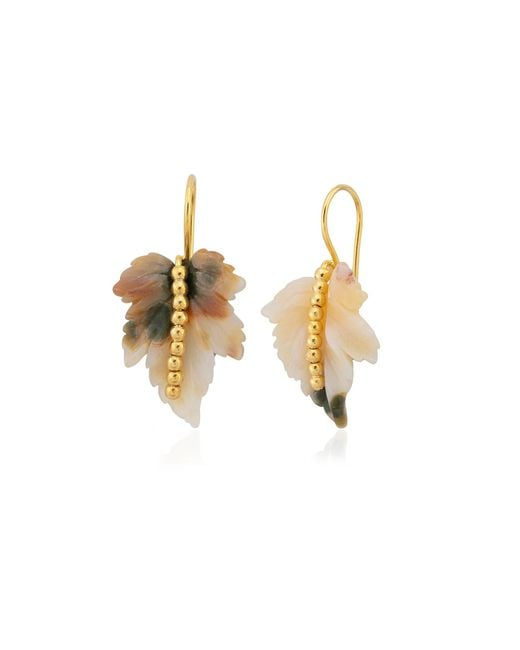 Milou Jewelry Metallic Agate Leaf Earrings