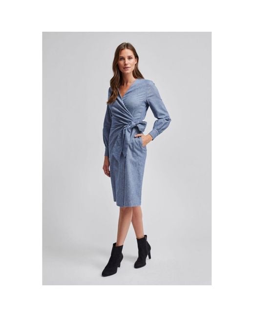 Marianna Déri Blue Herringbone Wrap Dress