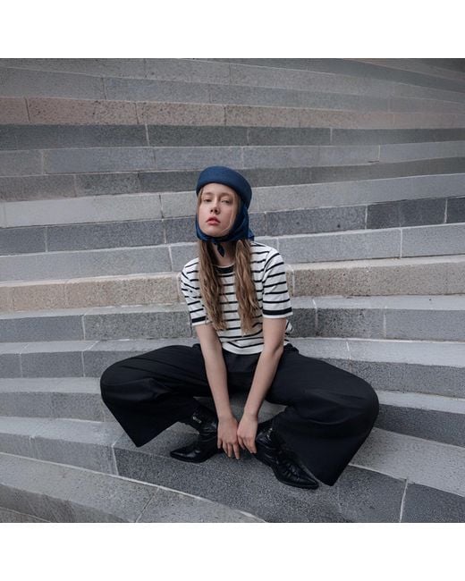 London Atelier Byproduct Blue Straw Pillbox Hat