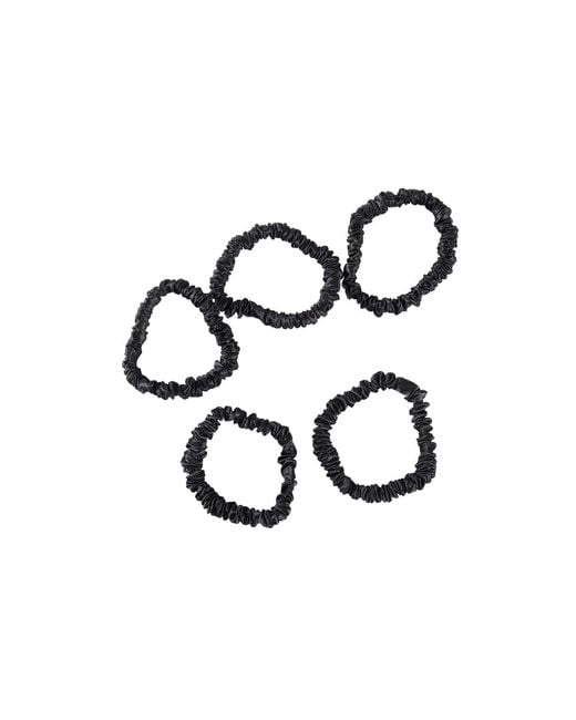 Soft Strokes Silk Black Pure Mulberry Silk Skinny Scrunchie Set Of Five
