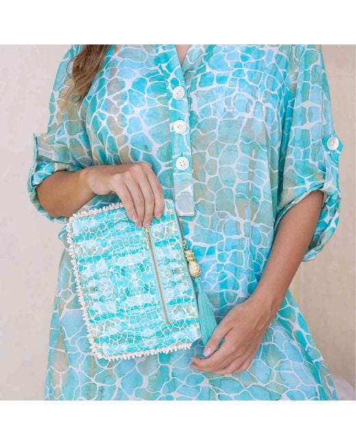 Sophia Alexia Green Aqua Pebbles Clutch Bag